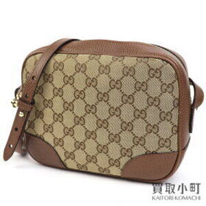 Gucci GG Canvas Shoulder Bag Beige Brown Interlocking